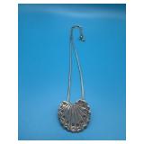 18in Sterling Silver Fan-Shaped Pendant Necklace