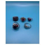 Lot of 5 Sterling Silver Rings Sz7