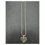 Beautiful Openwork Scroll Heart Necklace