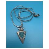 18in Turquoise Inlay Arrowhead Necklace 925