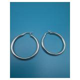 Hallow Sterling Silver Hoop Earrings