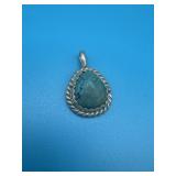 Sterling Turquoise Twisted Rope Pendant