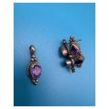 Sterling Amethyst Earrings and Pendant