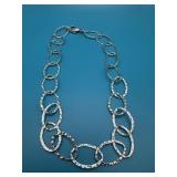16in Sterling Hammered Oval Necklace