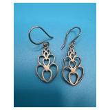 925 Link Heart Dangle Earrings
