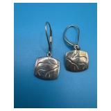 Caribou Engraved 925 Dangle Earrings