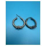 Sterling VTG Floral Hoop Earrings