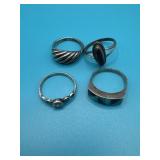 Sz6.5 Lot of 4 Sterling Silver Rings