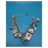 W.J.S VTG British Sterling Silver Charm Bracelet