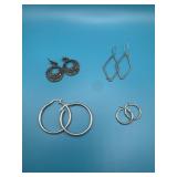 Lot of 4 Sterling Silver Earrings