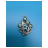 925 Turquoise Colored Beaded Pendant