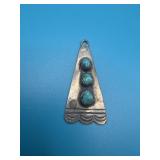 925/Native American Turquoise Cabochons Pendant