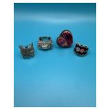 Lot of 4 Sterling Silver Rings Sz 7&7.5