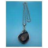 25in Sterling Amber Pendant Necklace