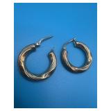 Gold Tone 925 Sterling Hoop Earrings