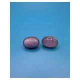 925 Mexico Cabochon Studs Amethyst Earrings