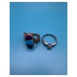 Lot of 2 Sterling Sterling Rings Sz 10&10.5