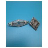 Lot of 2 Art Deco Sterling Brooches