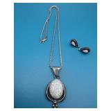 18in Sterling Silver Opal Jewelry Set
