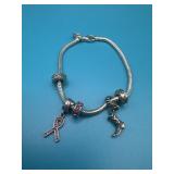 Sterling Snake Chain Charm Bracelet
