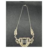 Black Onyx/Marcasite Stone 18in Necklace
