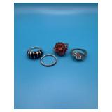 Lot of 4 Sterling Silver Rings Sz 7&7.5