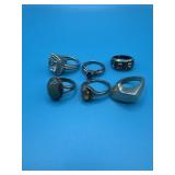 Sz6 Lot of 6 Sterling Silver Rings