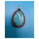 Turquoise Sterling Rope Design Pendant