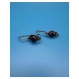 925 Vintage Style Dangle Red Garnet Earrings