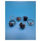 Lot of 6 Sterling Silver Rings Size 5&5.5