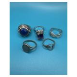 Sz6 Lot of 5 Sterling Silver Rings