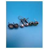 Lot of 3 Pairs Sterling Silver Earrings