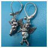 Sterling Silver Marcasite Angle Cupid Earrings