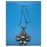 24in Sterling Mexico Floral Pendant Necklace