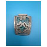 Navajo Watch Tip Sterling Turquoise Inlay