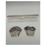 Vintage 2 Cloisonné Enamel Dogwood Flower Hair