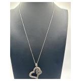 17in 925 Pave Crystal Encrusted Heart Shaped