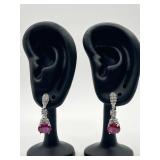Oval Cut Ruby Dangle Earrings