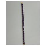 Solid 14K Yellow Gold 22 Oval Amethyst Tennis