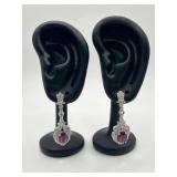 925 Three Tier Ruby Drop Earrings