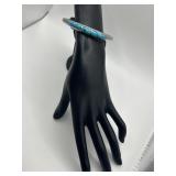 Zuni Turquoise Inlay Bangle Cuff Bracelet