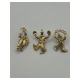JJ Brooch Pin Clowns Lot of 3