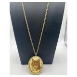 22in Cameo Cat Locket Necklace