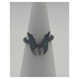 Size 3.5 Turquoise Peyote Bird 925 Ring