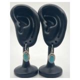 925 Turquoise Oval Shaped Artisan Earrings