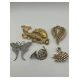 Assorted Decorative Brooch Lot of 5