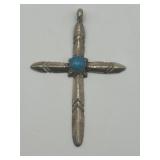 Sterling Cross with Turquoise Gem