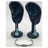 Turquoise Dangle Earrings with Turquoise Stone
