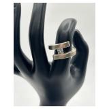 Modern Tension Set Cubic Zirconia Sterling Ring,