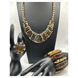 Safari Costume Jewelry Necklace Bracelet and Ring